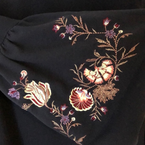 LOFT Puff Sleeve Navy Dress - Picture 3 of 5